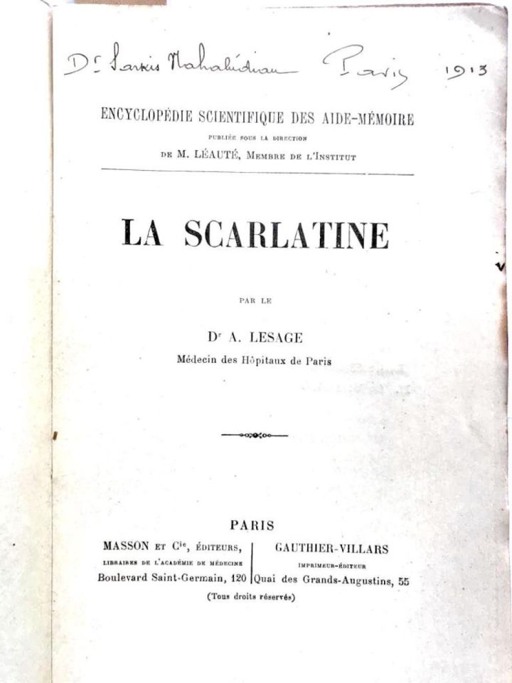 La Scarlatine - A. Lesage / Dr. Sarkis NAHABETYAN, kütüphanesinden.