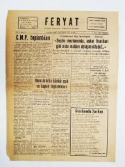 Feryat Haftalık siyasi mizahi gazete, 7 Ekim 1957, Sayı:6  Manisa, Kırkağaç - Efemera