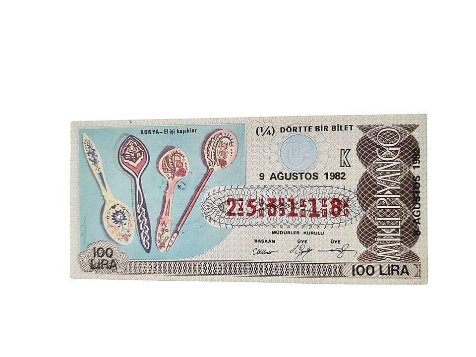 9 Ağustos 1982 / Konya El işi kaşıklar * Piyango