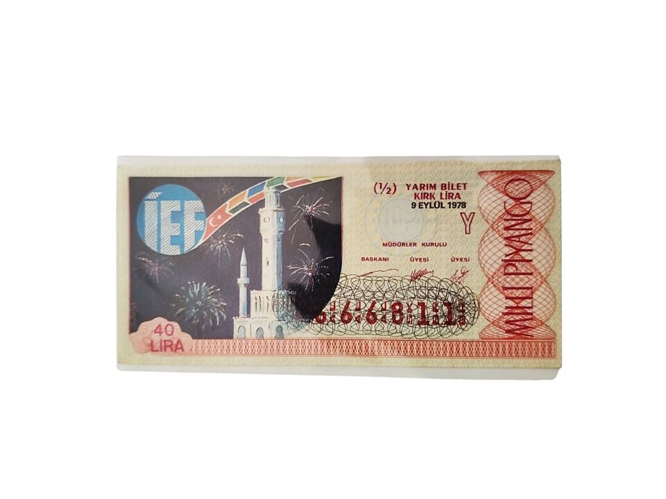 9 Eylül 1978 / Yarım bilet (İzmir Fuarı) * Piyango bileti