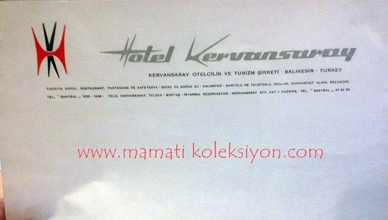 Hotel Kervansaray Balıkesir * Antetli kağıt
