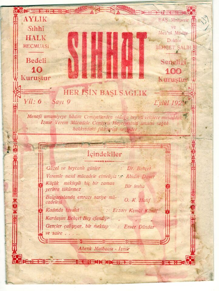 SIHHAT her işin başı sağlık, Aylık Sıhhi Halk mecmuası 1929 * NADİRRR