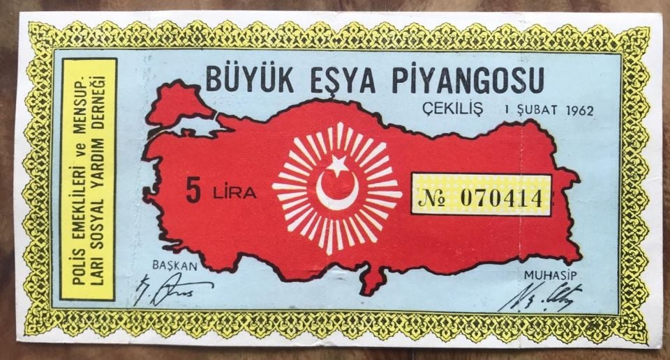 Büyük eşya piyangosu - Polis emeklileri ve mensupları - 1 şubat 1962