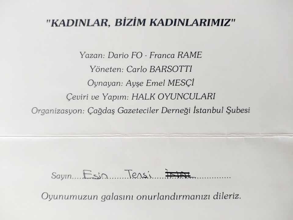 Halk Oyuncuları * Kadınlar bizim kadınlarımız * Davetiye