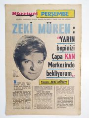 Zeki Müren kan bağışı / Hürriyet Perşembe 19 MART 1970 - Gazete