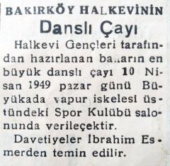 Bakırköy Halkevinin danslı çayı - 1949