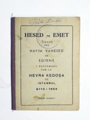 Hesed ve Emed Tırado del Hayım Vahesed de Edirne - Kitap