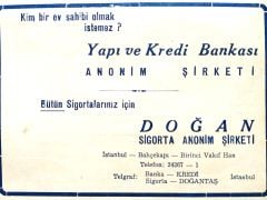 Yapı ve Kredi Bankası - Doğan Sigorta Anonim Şirketi / Dergi, gazete reklamı - Efemera