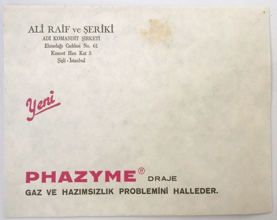 Phazime Draje - Ali Raif ve Şeriki / Antetli zarf