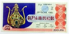 29 Ocak 1983 Yarım bilet - Milli Piyango bileti - Efemera