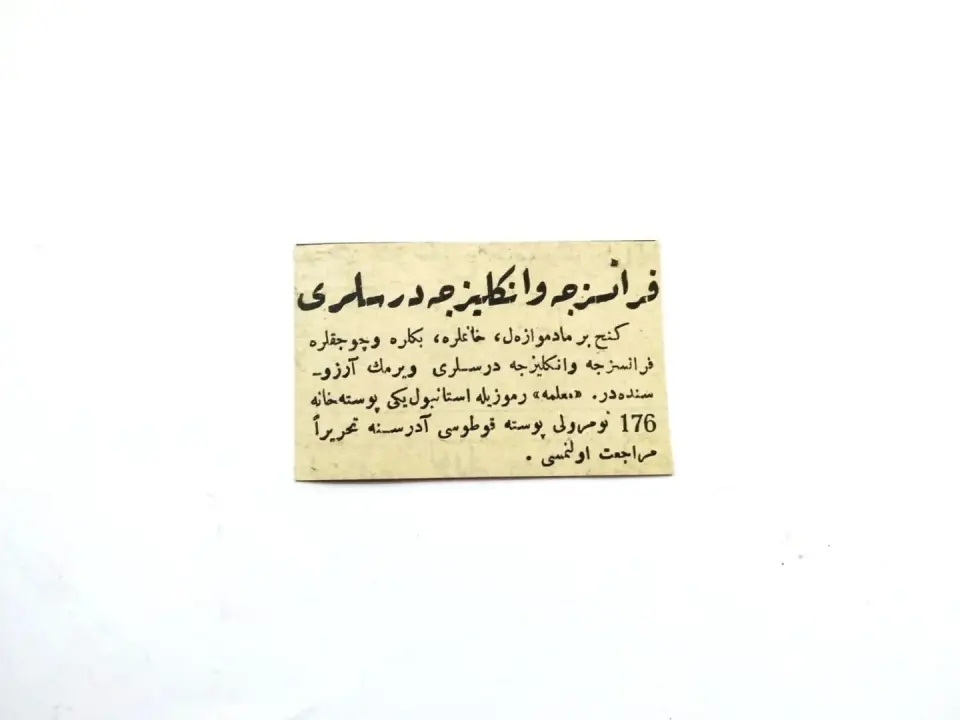 Fransızca ve İngilizce dersleri * Osmanlıca dergi, gazete reklamları