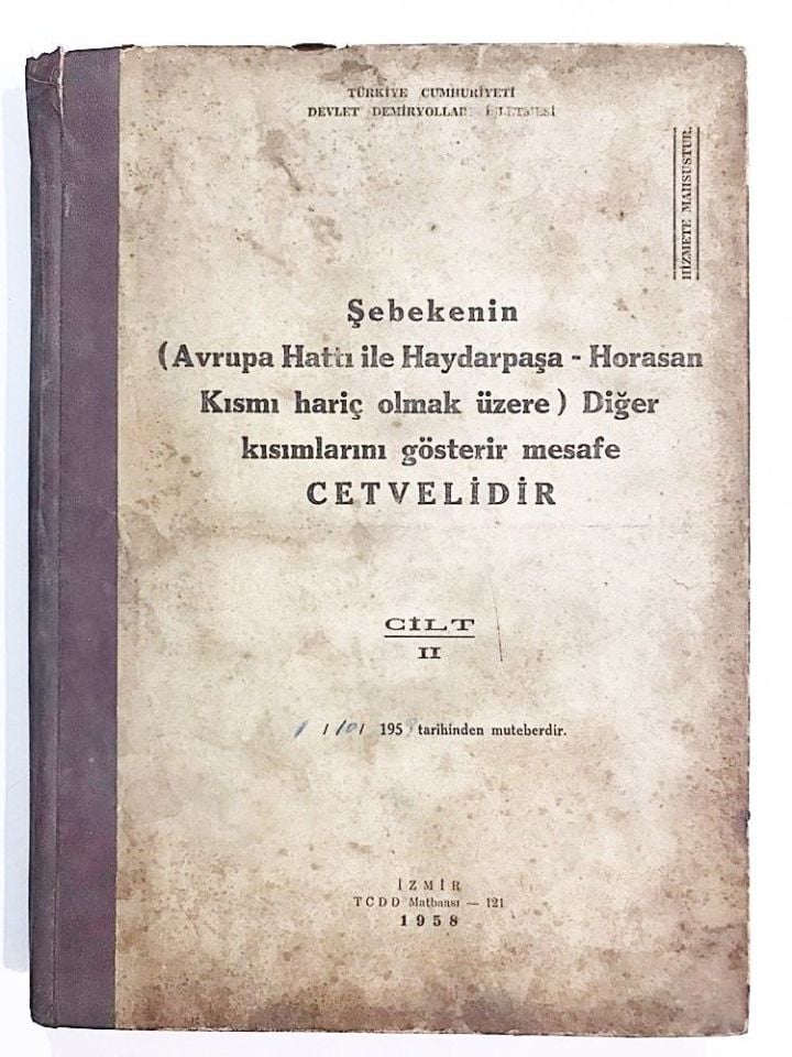 Devlet Demiryolları - Şebekenin Diğer Kısımlarını Gösterir Mesafe Cetvelidir