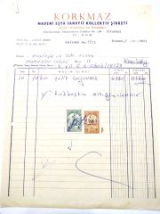 Korkmaz Madeni Eşya Sanayi  / Fatura - Efemera