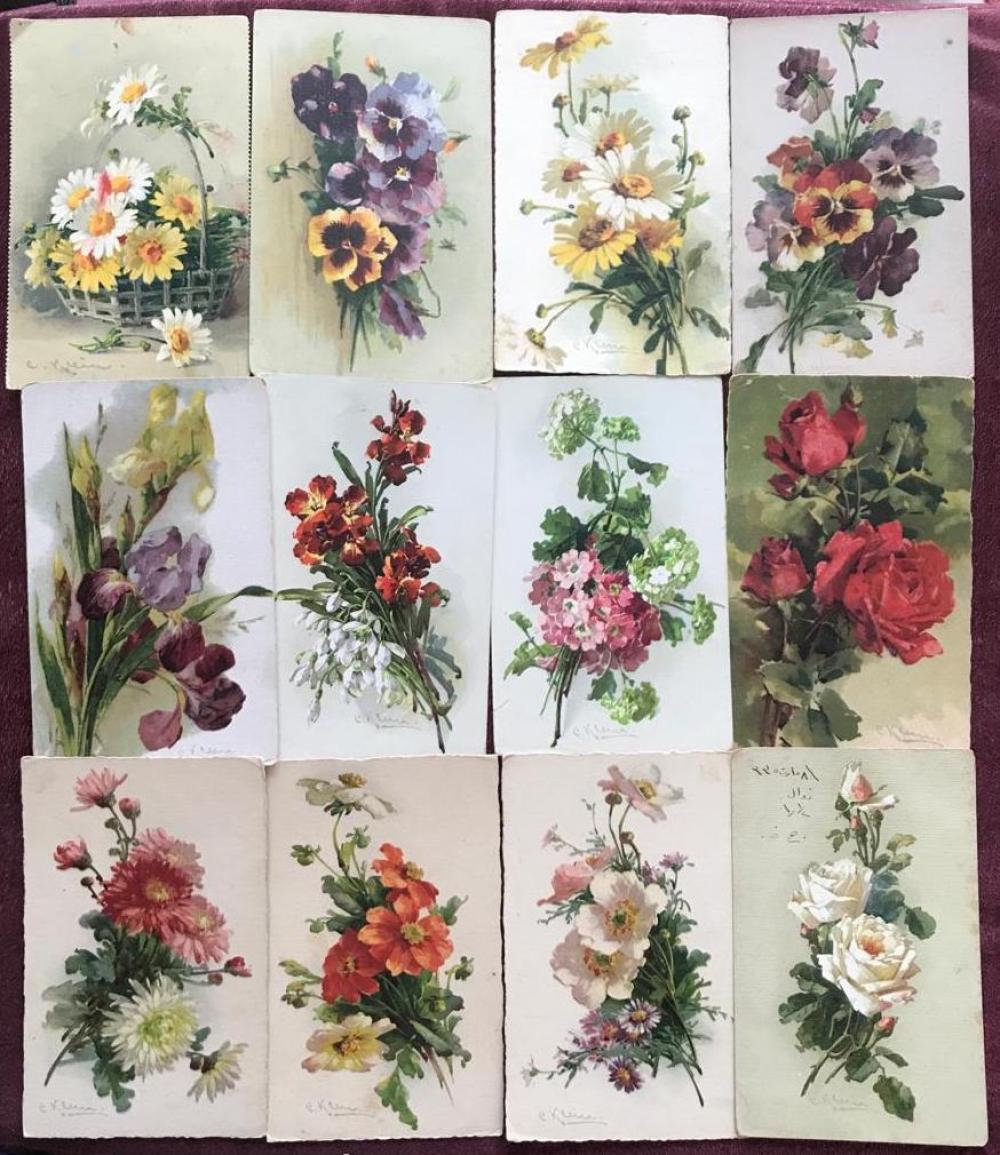 Çiçekler / Yaklaşık yüz yıllık, 26 adet kartpostal