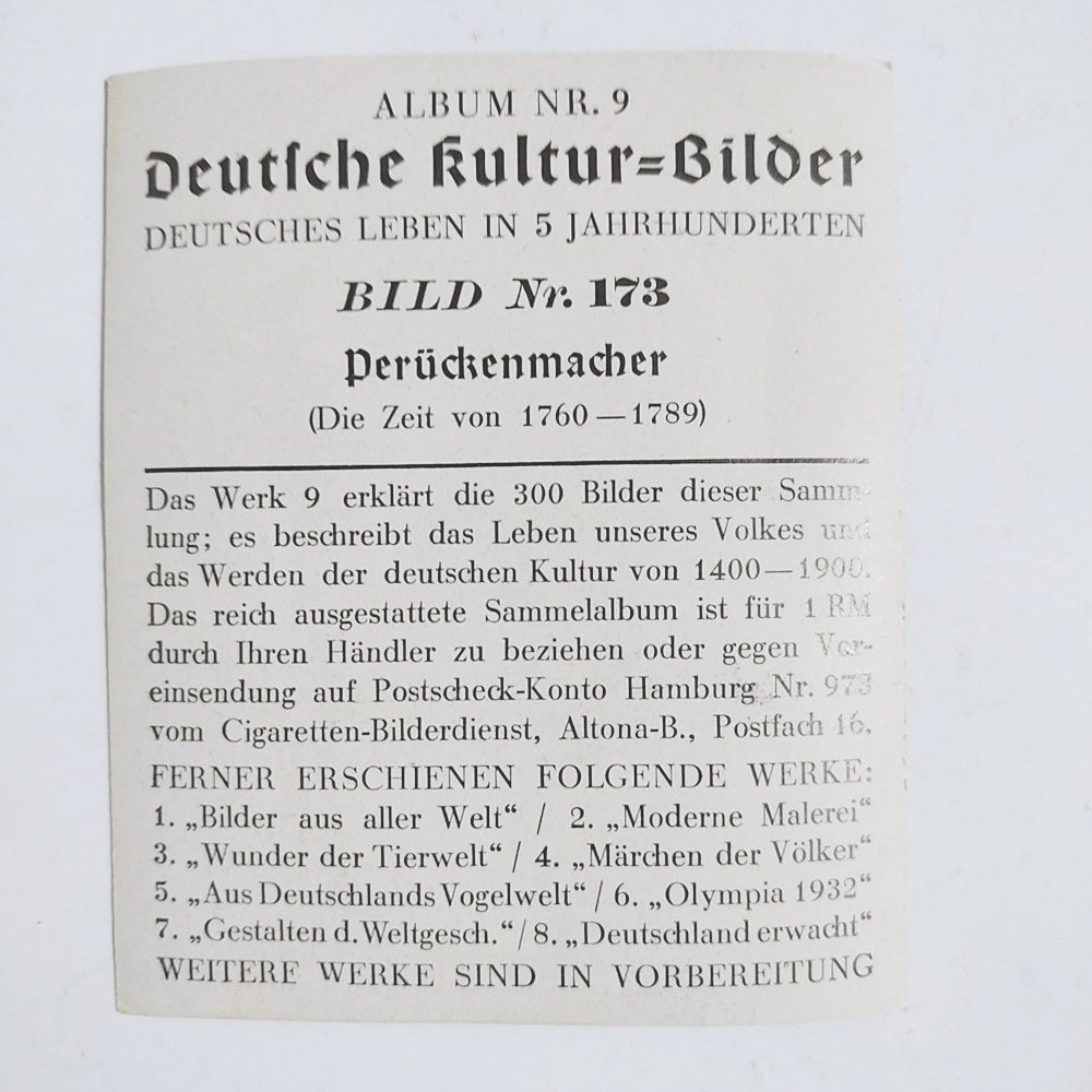 17. Yüzyıl berber / Alman Sigara Kartları - Efemera