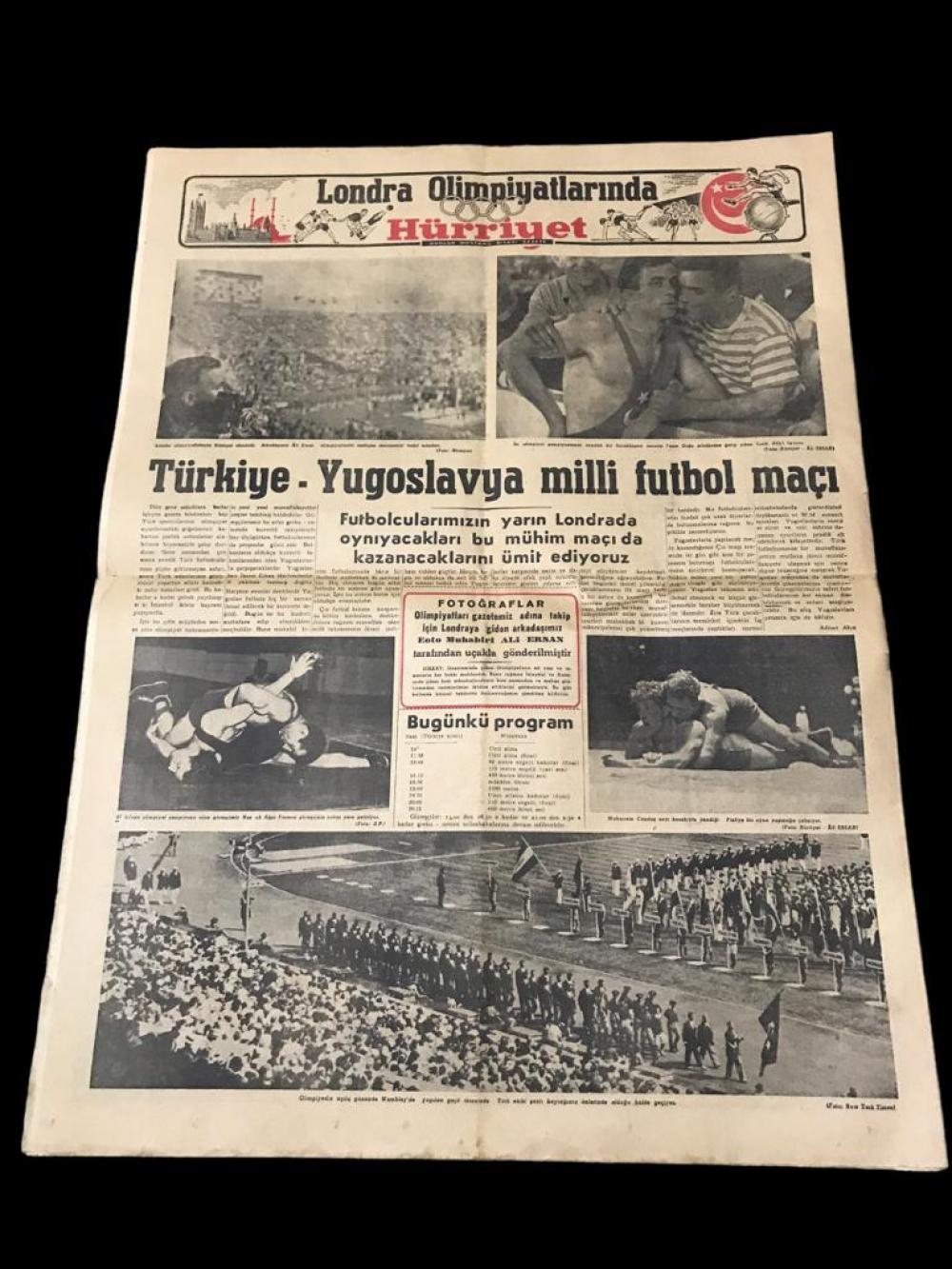 1948 Olimpiyatları - Güreş, futbol haberli 4.8.1948 Hürriyet