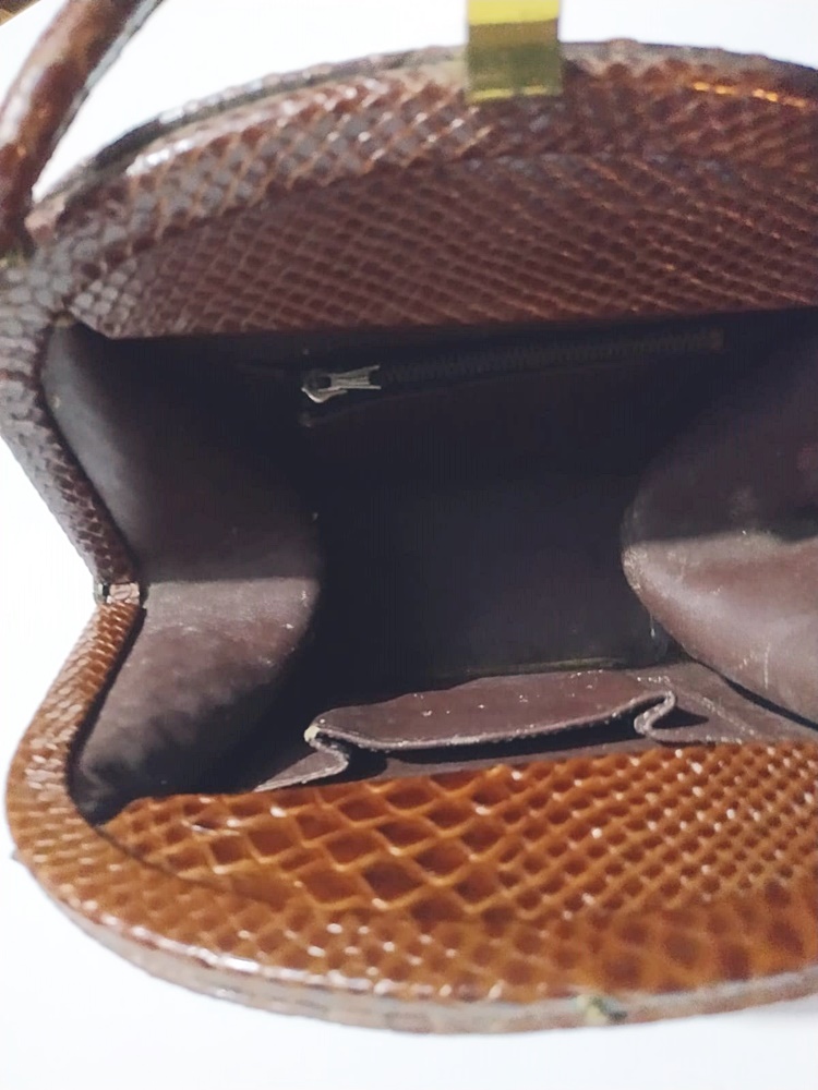 1950'ler yılan derisi görünümlü, bayan çantası