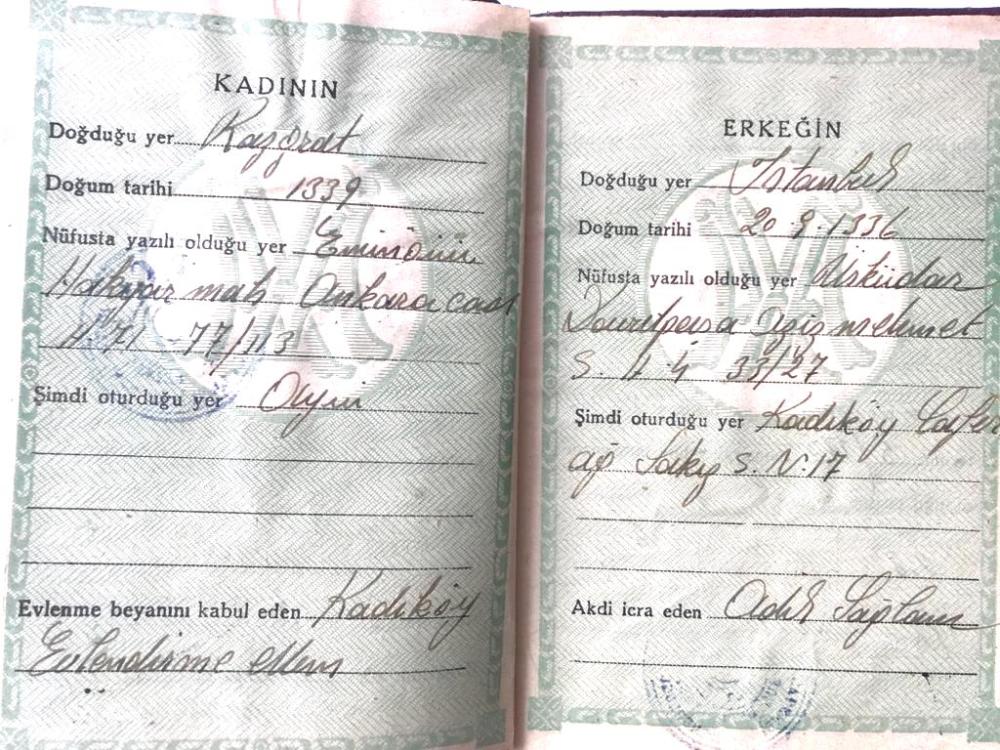 1956 tarihli, Evlenme Cüzdanı / Razgrad doğumlu bayan
