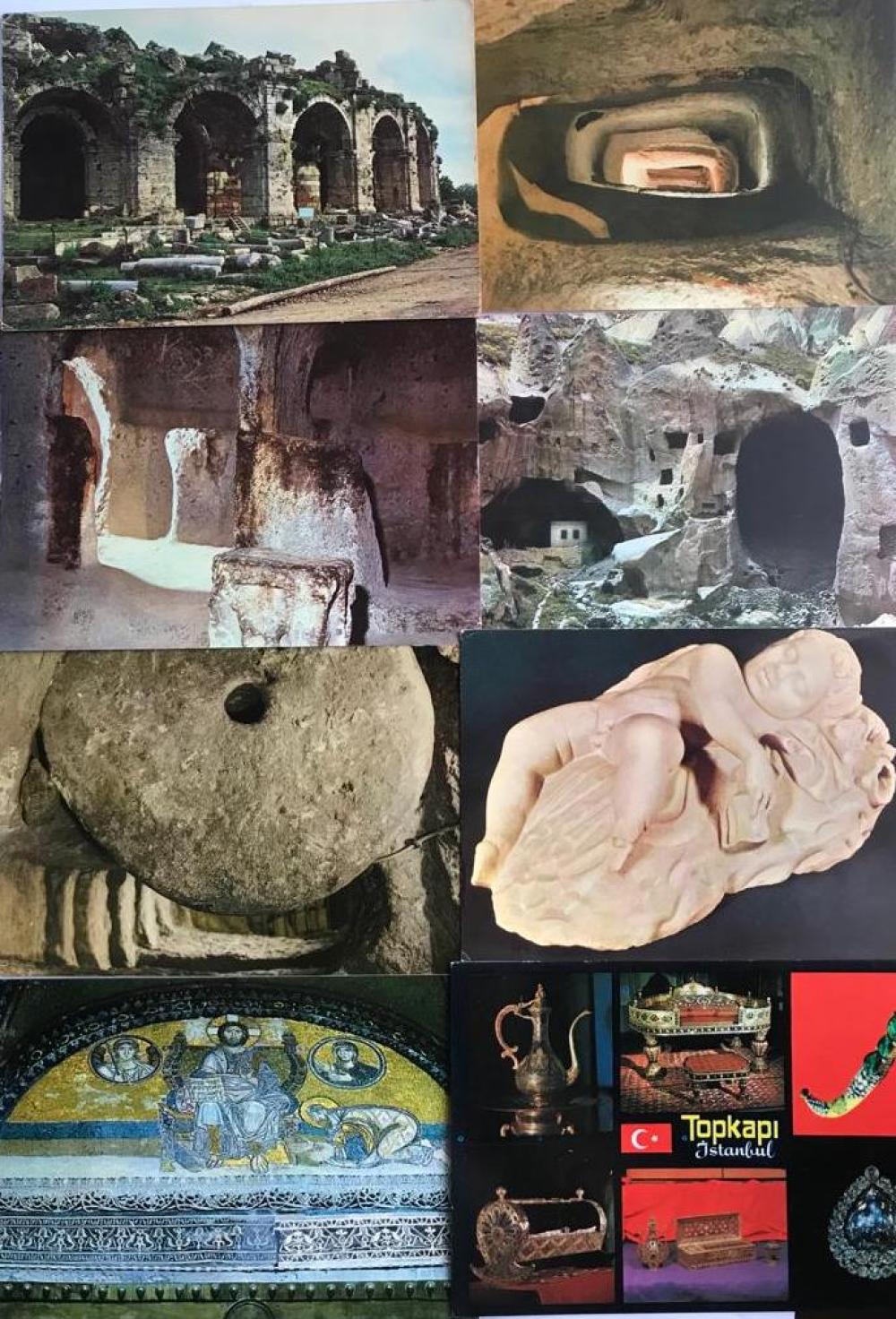 23 adet Topkapı Sarayı, tarihi yerler vs. kartpostal