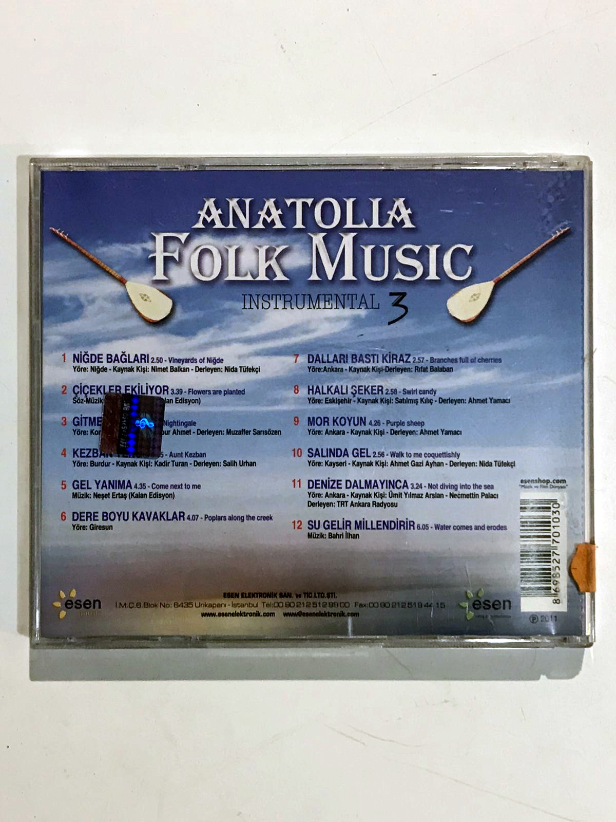 Anatolia Folk Music 3 / Instrumental - Cd