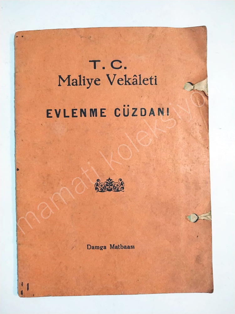 Bakırköy Sakızağacı - 1956 tarihli evlenme cüzdanı