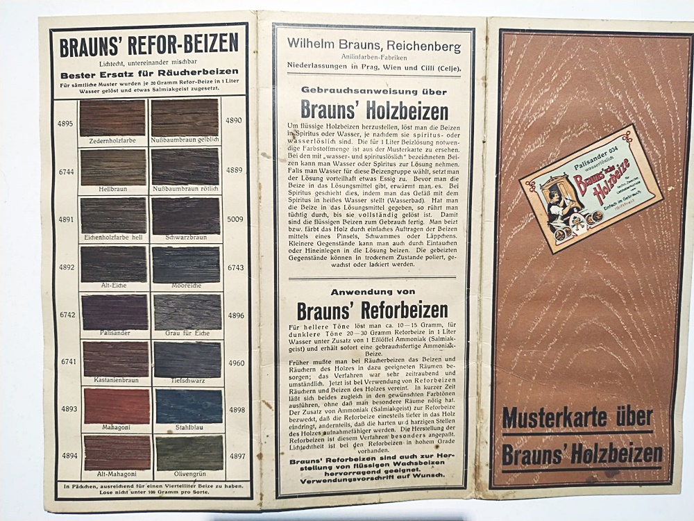 Braun's Holzbeize / Braun kumaş boyaları, katalog - Efemera