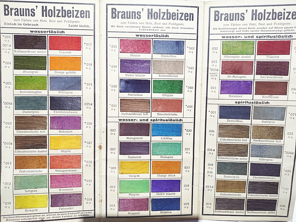 Braun's Holzbeize / Braun kumaş boyaları, katalog - Efemera