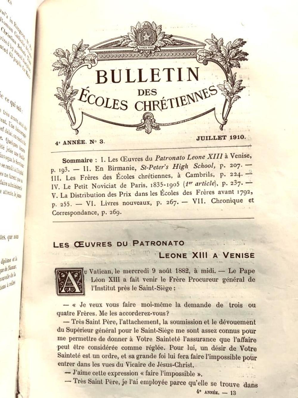 Bulletin des Ecoles Chretiennes 1910