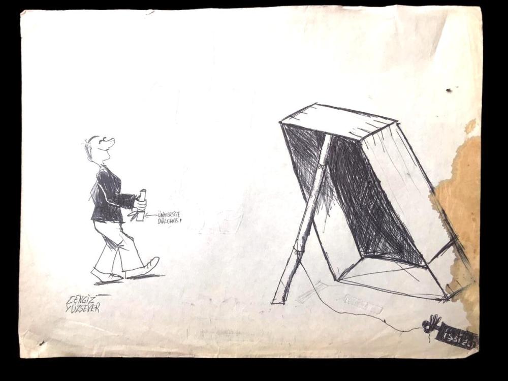 Cengiz YÜZSEVER,  5 adet karikatür (4 Yaprak) Orijinal Çizim - A4 kağıda
