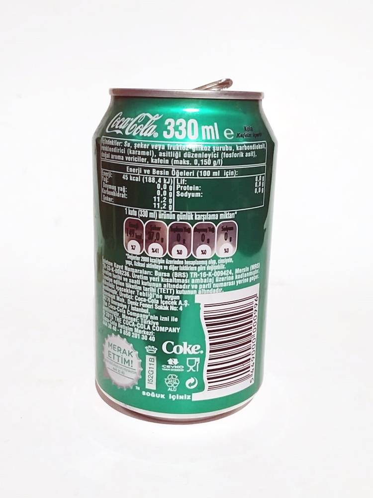 Coca Cola Yeşil renkli kutu cola - İçi boştur