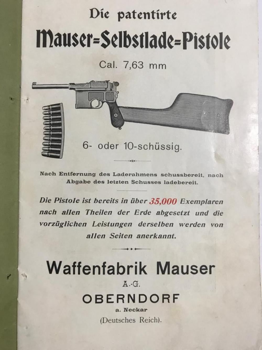 Die patentirte Mauser-Selbstlade-Pistole Caliber 7,63 mm