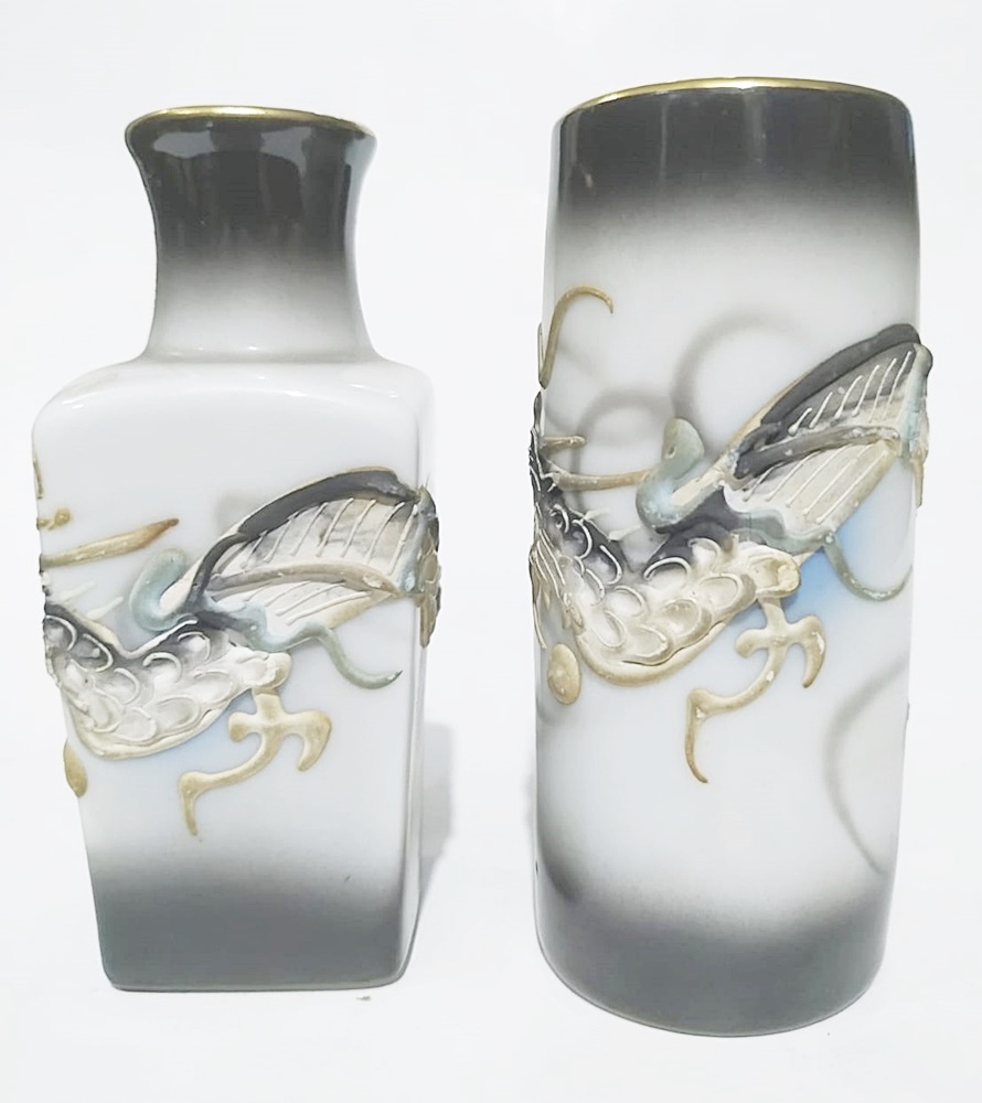 El işi 2 adet Nakasıma damgalı - Japon minyatür vazo