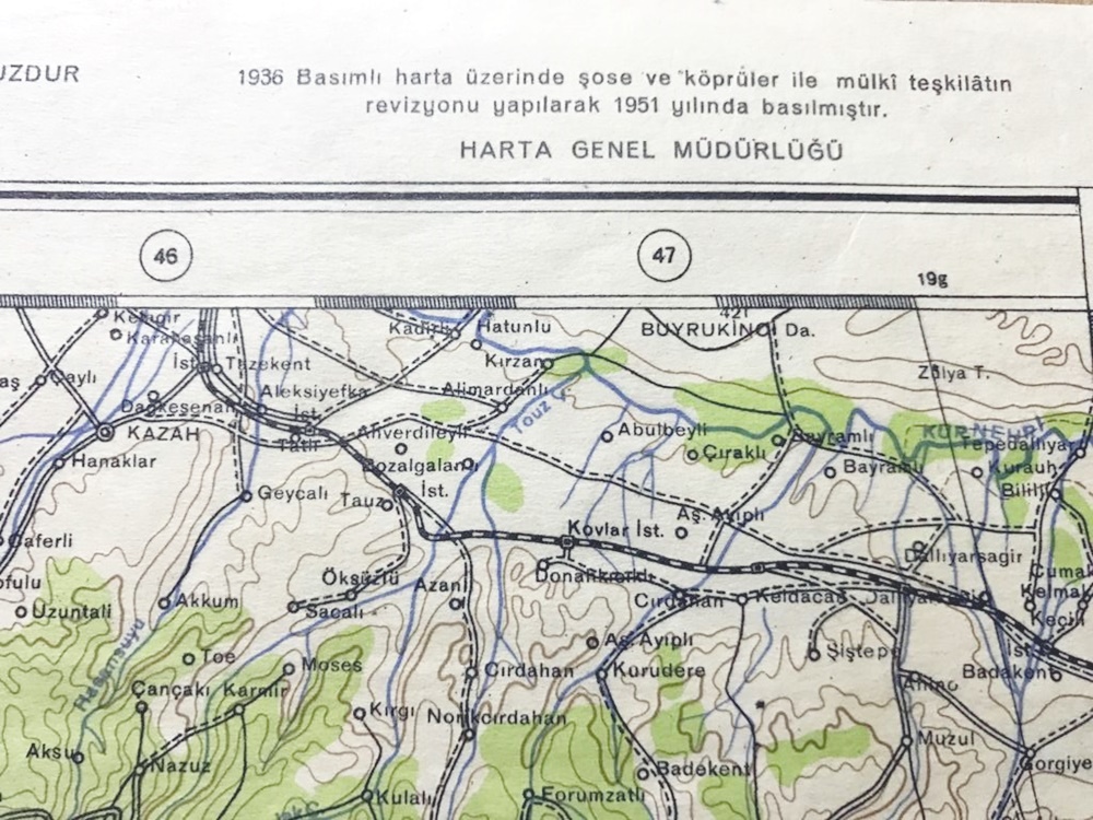 Erzurum  / 1951 tarihli, bez harita