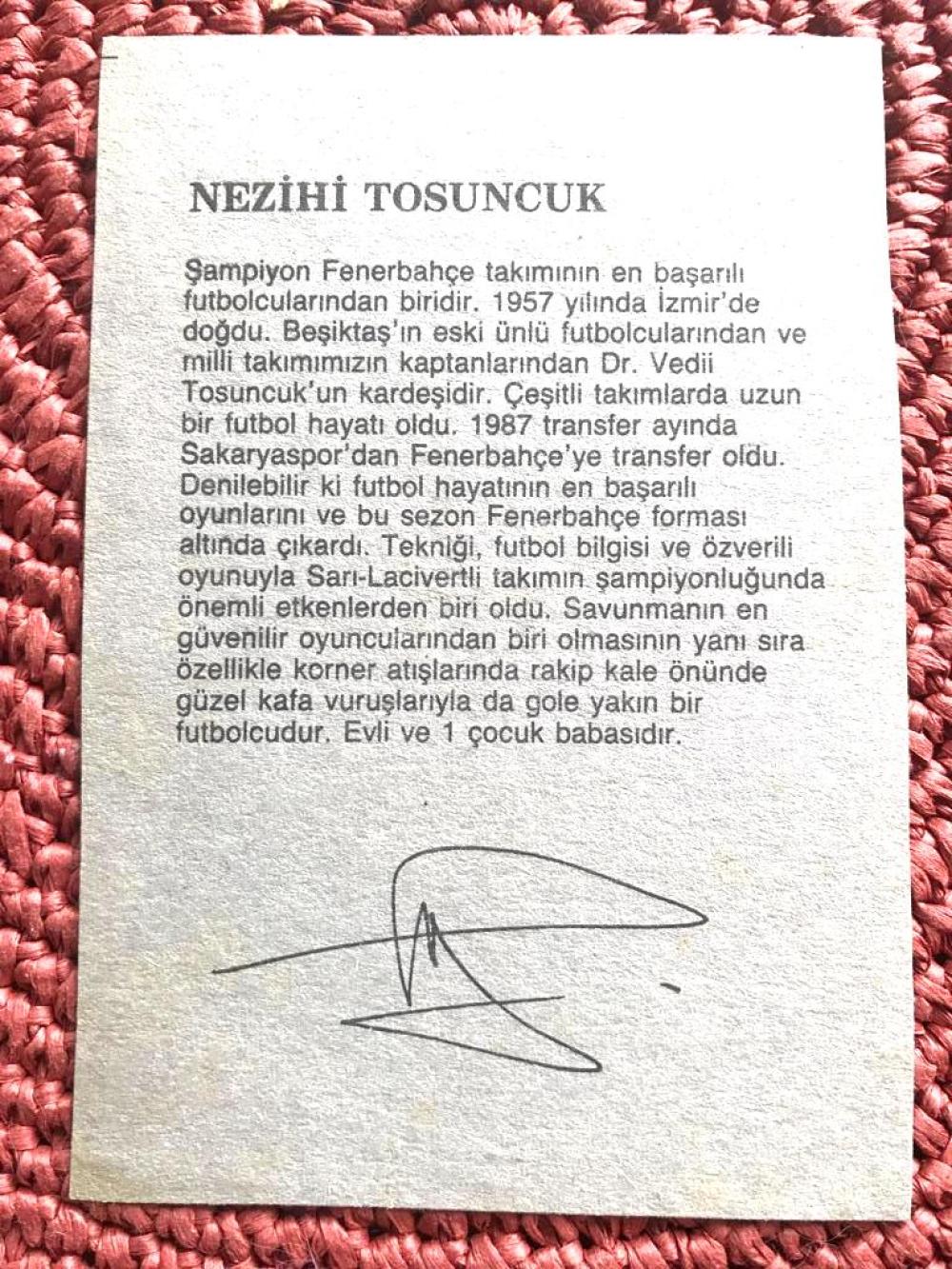 Fenerbahçe - Nezihi TOSUNCUK / Tan gazetesi kartpostal
