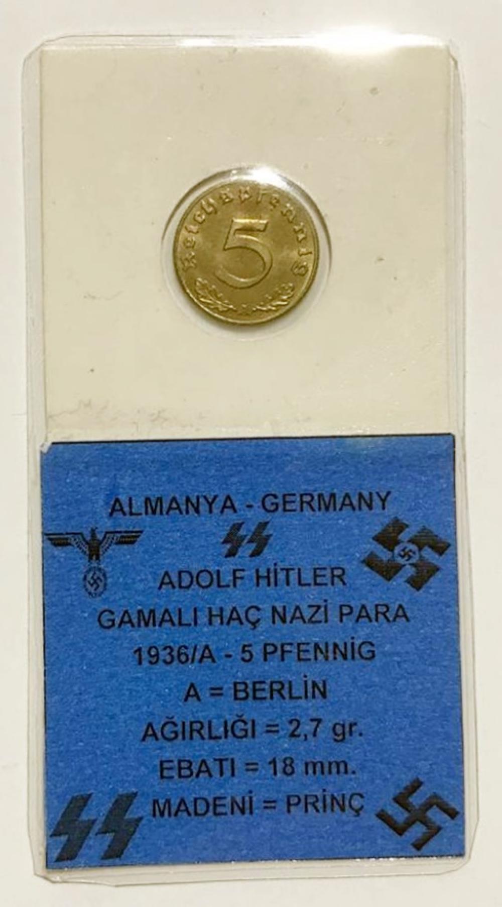 Gamalı Haç - Nazi Para / 5 Pfenning 1936