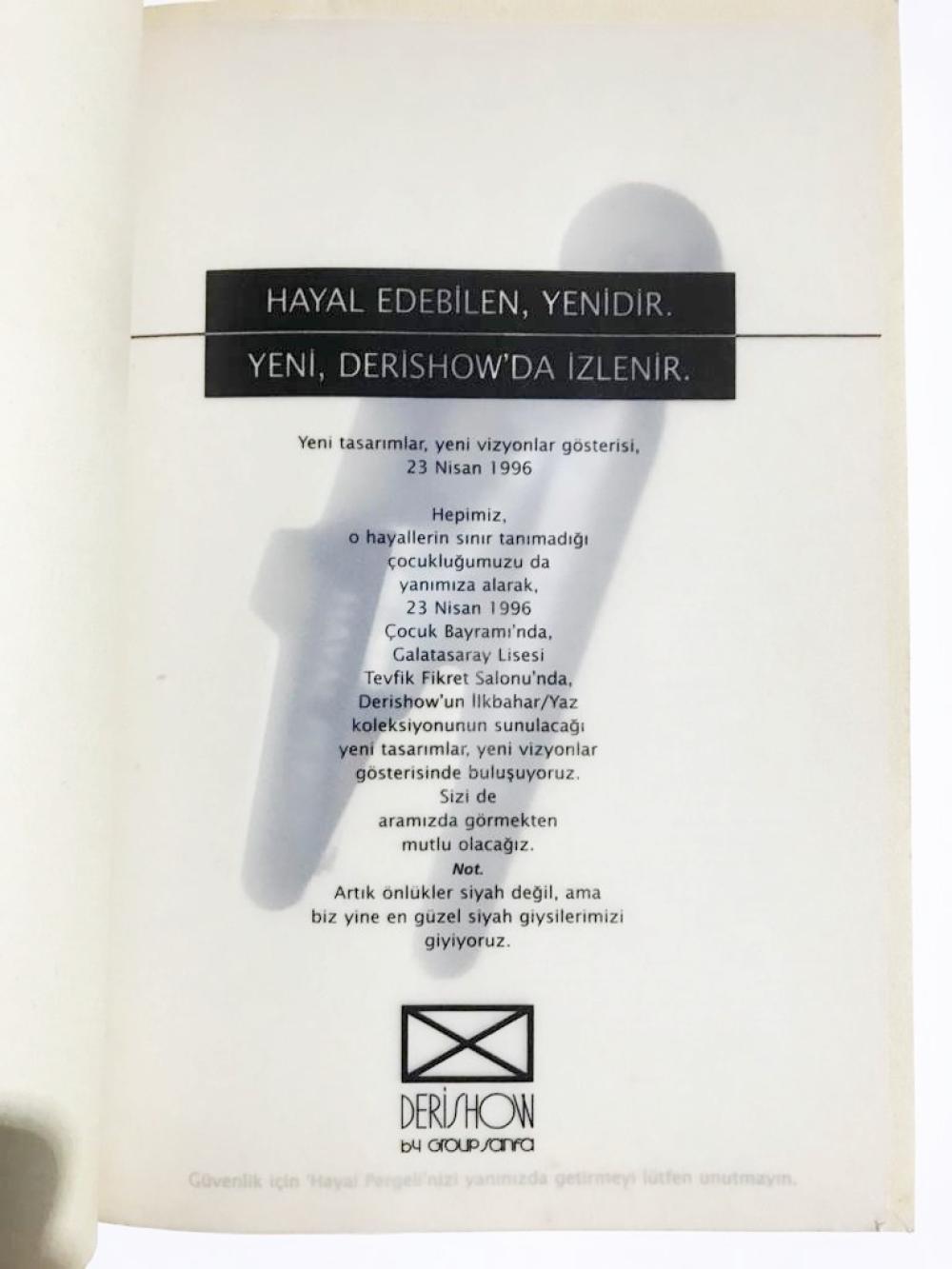 Hayal Pergeli - Derishow 1996 / Pergelli, tasarım kitap