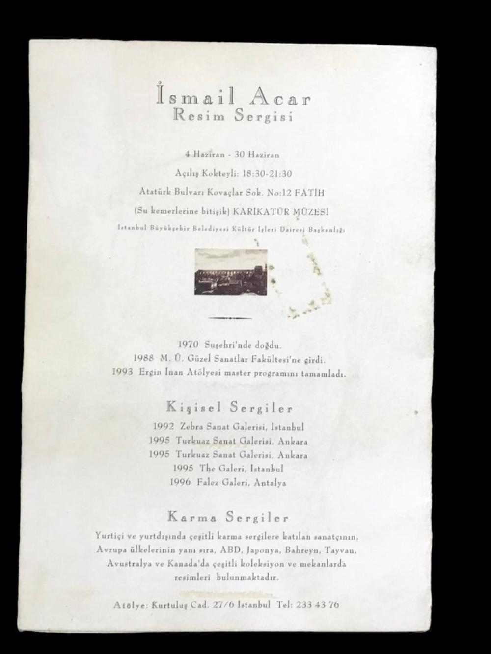 İsmail ACAR - Resim sergisi / Sergi broşürü