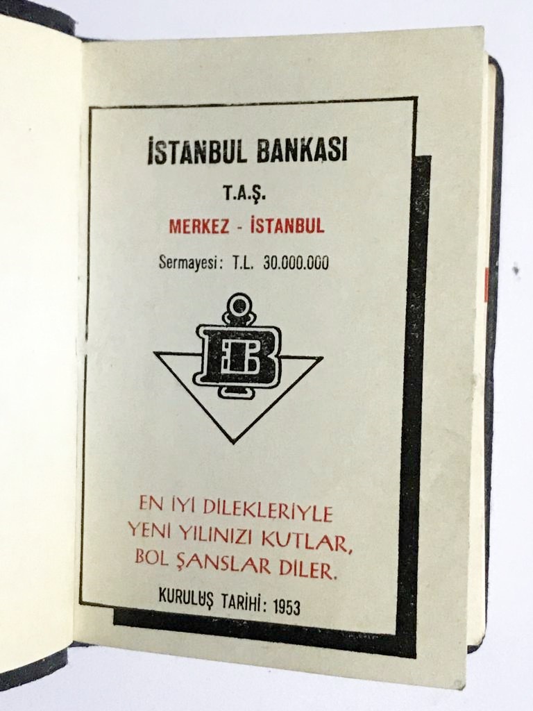 İstanbul Bankası 1973 - Kullanılmamış cep ajandası