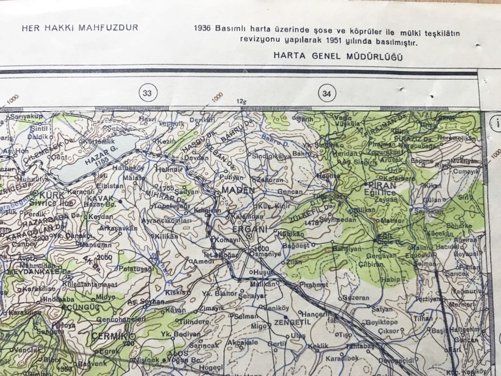 Malatya / 1951 tarihli. bez harita