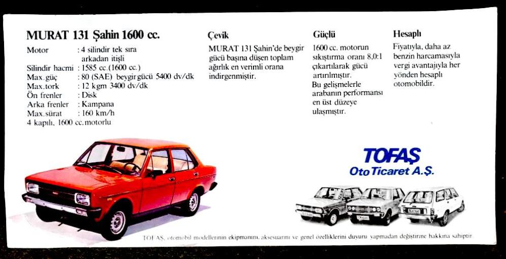 Murat 131 Şahin - 10x21 cm Reklam