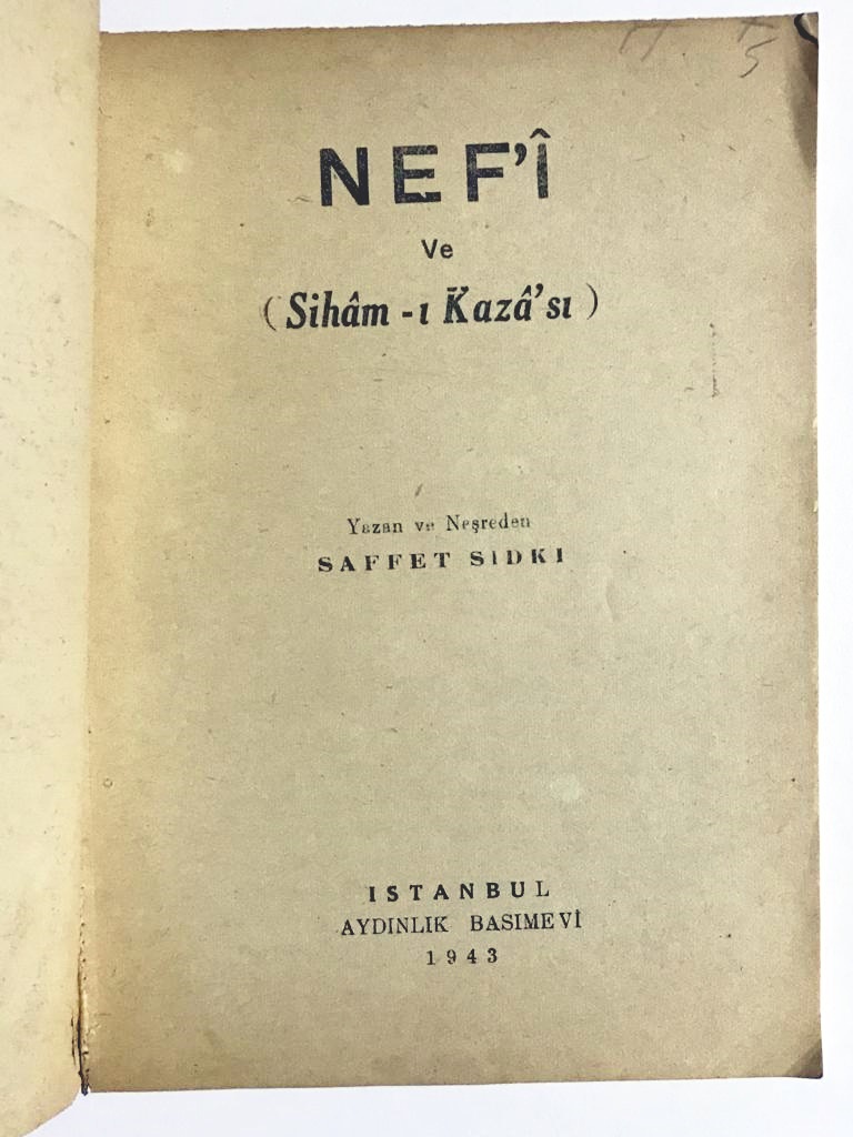 Nef'i Siham-ı Kaza'sı - Saffet Sıdkı / Kitap