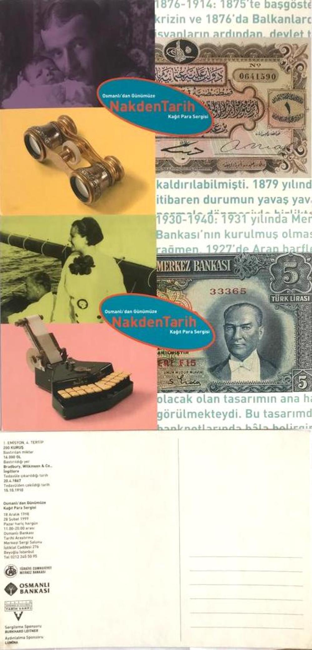 Osmanlı'dan Günümüze Nakden Tarih Kağıt Para Sergisi - 6 adet, 15x23 Kartpostal