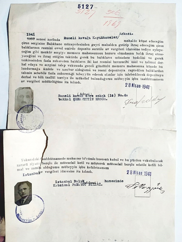 Rumeli kavağı kayıkhaneler - Kabzımal PANAYOT 1941 tarihli, filigranlı evrak 
