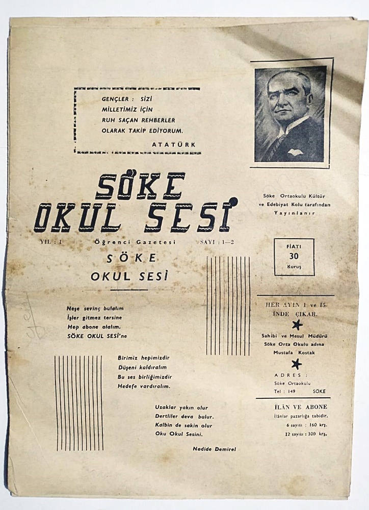 Söke Okul Gazetesi 1959 - İlk 5 sayı