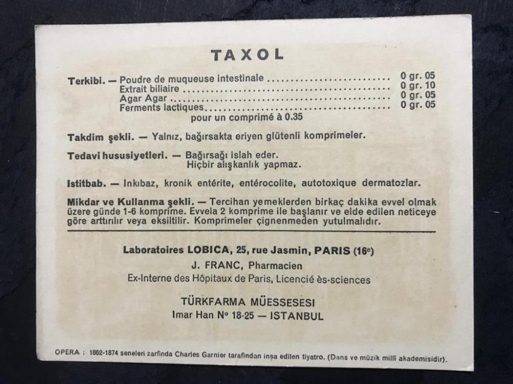 Taxol - Türkfarma / Kartpostal reklam