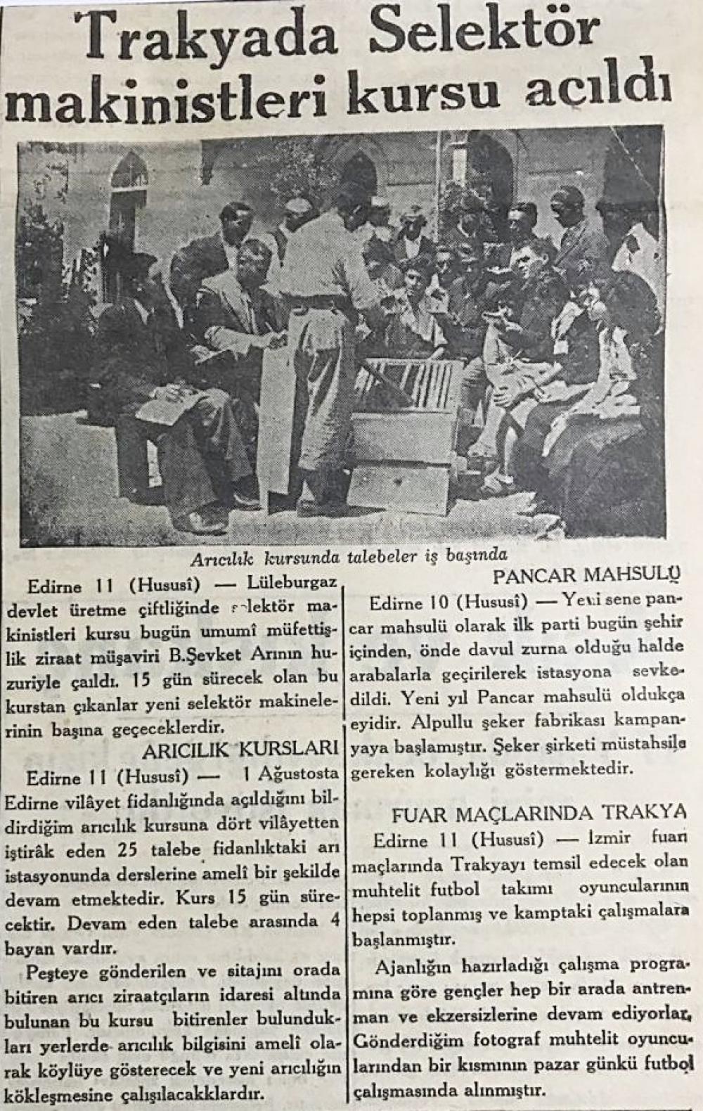 Trakya ve Edine'ye ait 1938 yılına ait, 6 adet gazete haberi / Dergi - gazete reklamları