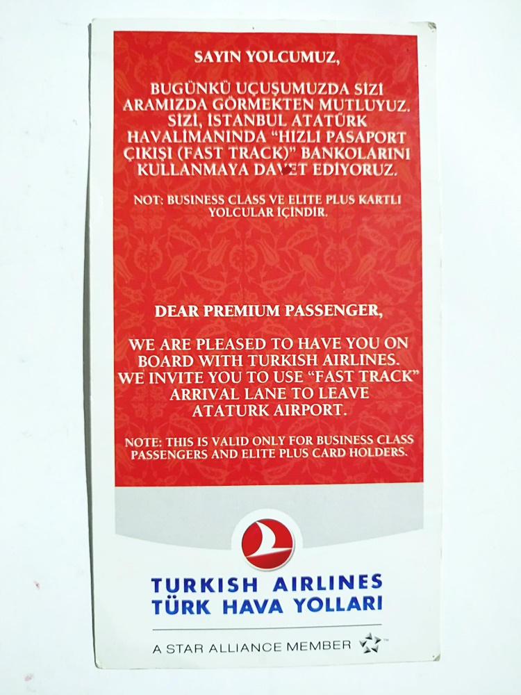 Türk Hava Yolları / Pasaport Kontrol - Efemera