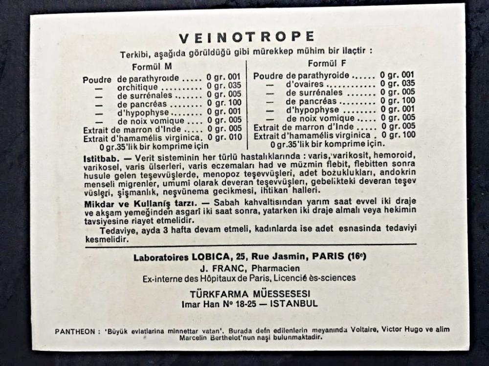 Veinotrope - Türkfarma / Kartpostal reklam