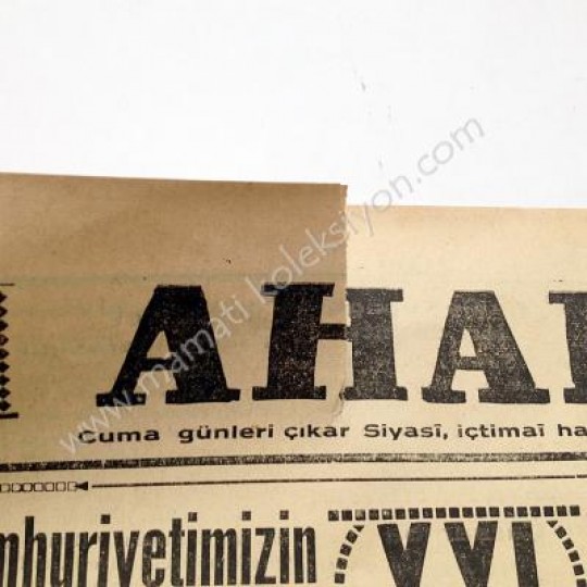 Ahali gazetesi, 27 B. Teşrin 1944 29 Ekim gazeteleri, Samsun - Efemera