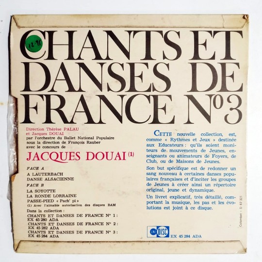 Chants Et Danses De France No. 3 / Jacques DOUAI - PLAK 